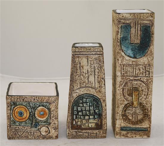 Five Troika vases, 8.5cm - 22.5cm